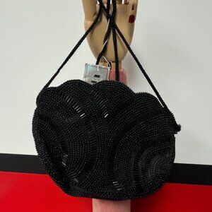 NWT Vintage 80s 90s Uptown Ltd JC Penney Beaded Black Small Bag Purse